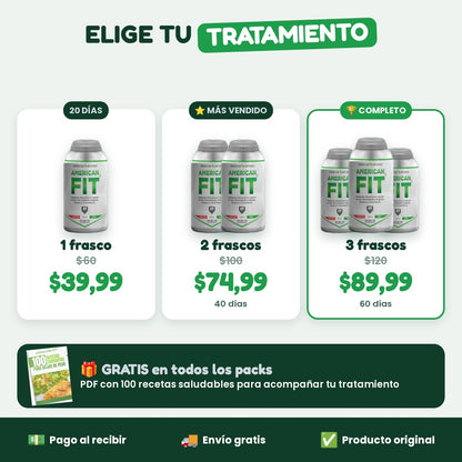 Packs American Fit: 1, 2 y 3 frascos