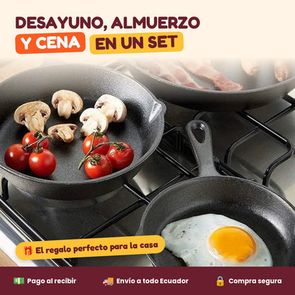 Desayuno, almuerzo y cena en un set