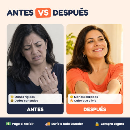 Antes vs después de usar el masajeador